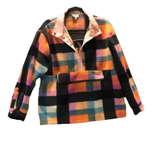 BiBi Tops - BiBi Checked Plaid Pull Over Size Small Preppy Y2K‎ Academia Fleece Sweatshirt